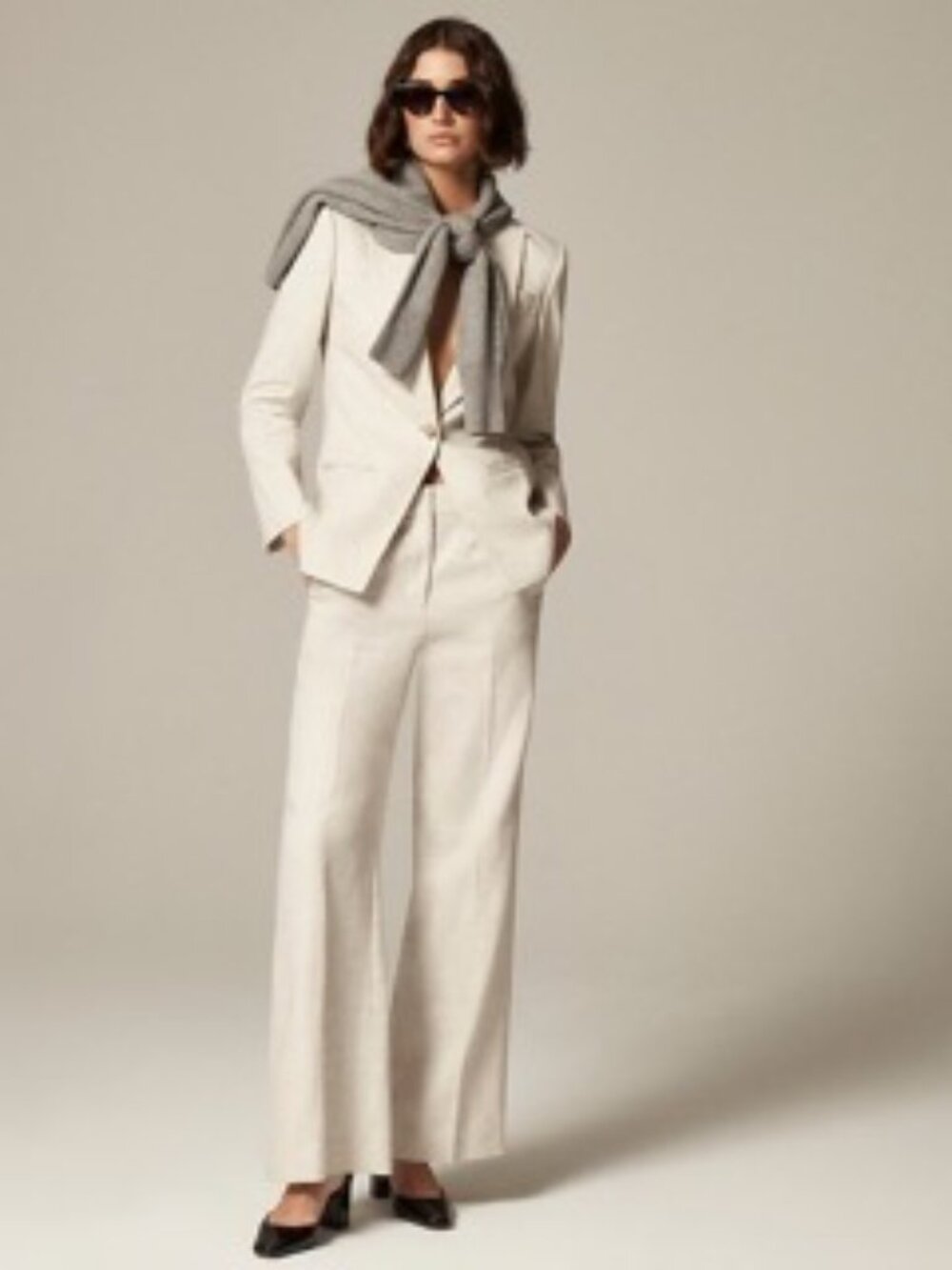 J. Crew Cream Wide-Leg Boot Cut Pants